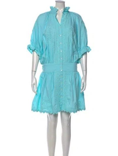 Pre-owned Juliet Dunn Patterned Mini Dress In Blue