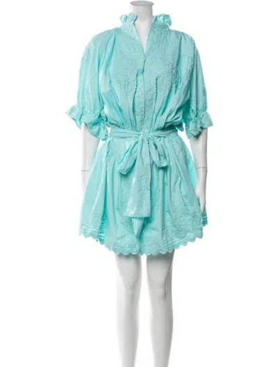Pre-owned Juliet Dunn Patterned Mini Dress In Blue