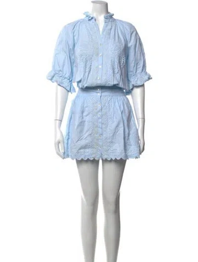 Pre-owned Juliet Dunn Patterned Mini Dress In Blue