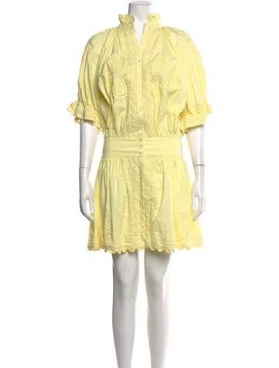 Pre-owned Juliet Dunn Patterned Mini Dress In Yellow
