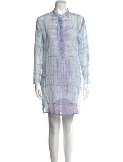 Pre-owned Juliet Dunn Plaid Print Mini Dress In Blue