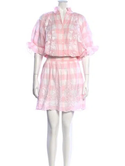 Pre-owned Juliet Dunn Plaid Print Mini Dress W/ Tags In White