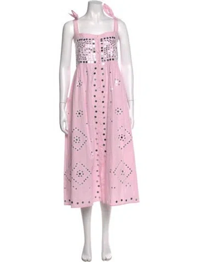 Pre-owned Juliet Dunn Polka Dot Print Long Dress In Pink