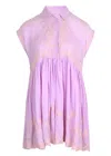 Juliet Dunn Poncho Dress: Lotus Embroidery &amp; Lilac Slip Combinations In Purple