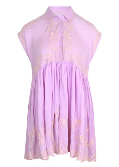 Juliet Dunn Poncho Dress: Lotus Embroidery &amp; Lilac Slip Combinations