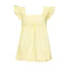 Juliet Dunn Poplin Baby Doll Top With Ric Rac Embroidery Lemon In Yellow