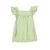 Juliet Dunn Poplin Baby Doll Top With Ric Rac Embroidery Sage In Green