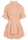 Juliet Dunn Poplin Blouson Dress With Ric Rac Embroidery Jaipur Pink In Brown