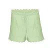 Juliet Dunn Poplin High Waisted Shorts With Ric Rac Embroidery Sage In Green