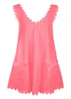 Juliet Dunn Poplin Low Back Dress In Watermelon In Pink