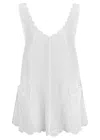 Juliet Dunn Poplin Low Back Dress With Cord Flower In White In White