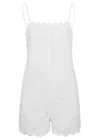 Juliet Dunn Poplin Romper With Ric Rac Embroidery In White