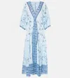Juliet Dunn Printed Cotton Kaftan In Blue