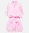 Juliet Dunn Printed Cotton Shirt Dress In Pink/neon Pink
