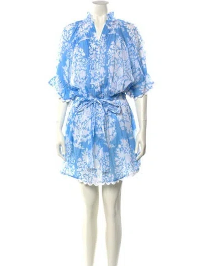 Pre-owned Juliet Dunn Printed Knee-length Dress In Blue