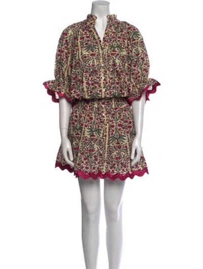Pre-owned Juliet Dunn Printed Knee-length Dress In Neutral