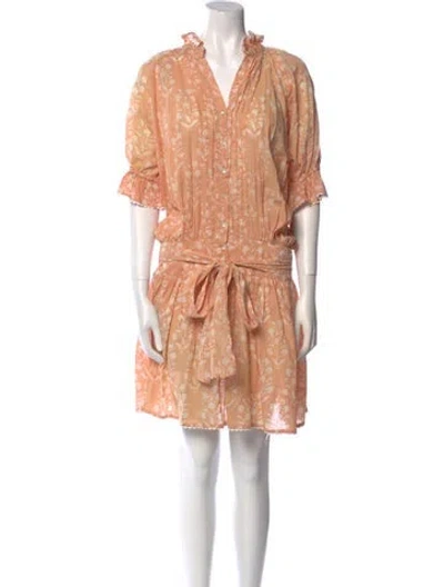 Pre-owned Juliet Dunn Printed Knee-length Dress In Orange