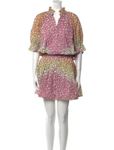 Pre-owned Juliet Dunn Printed Knee-length Dress In Pink