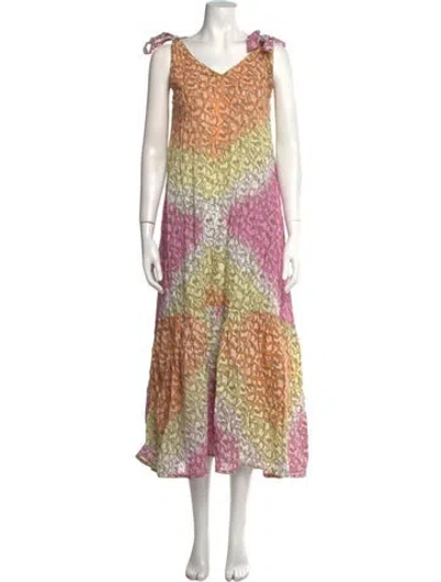 Pre-owned Juliet Dunn Printed Long Dress In Pink