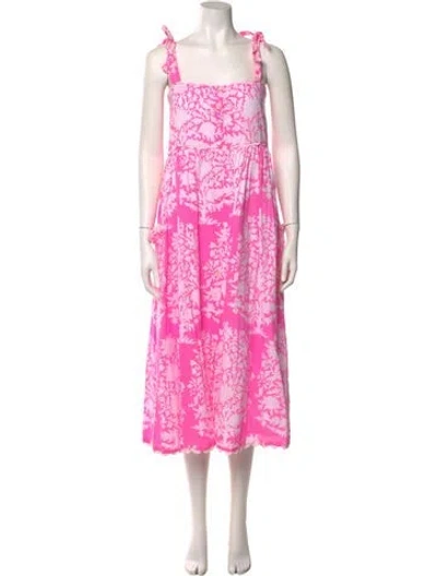 Pre-owned Juliet Dunn Printed Long Dress In Pink