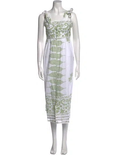 Pre-owned Juliet Dunn Printed Long Dress W/ Tags In Green