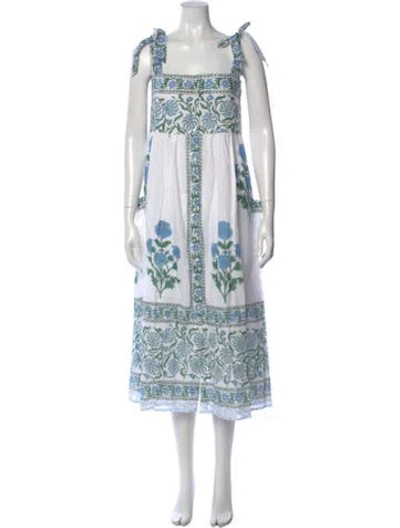 Pre-owned Juliet Dunn Printed Long Dress W/ Tags In White