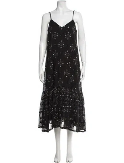 Pre-owned Juliet Dunn Printed Midi Length Dress In Black