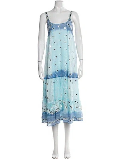 Pre-owned Juliet Dunn Printed Midi Length Dress In Blue