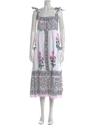 Pre-owned Juliet Dunn Printed Midi Length Dress In White