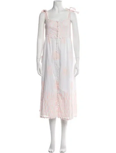 Pre-owned Juliet Dunn Printed Midi Length Dress In White
