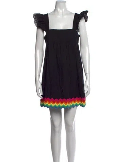 Pre-owned Juliet Dunn Printed Mini Dress In Black