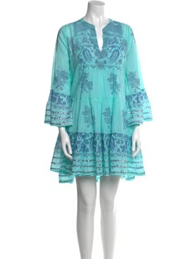 Pre-owned Juliet Dunn Printed Mini Dress In Blue