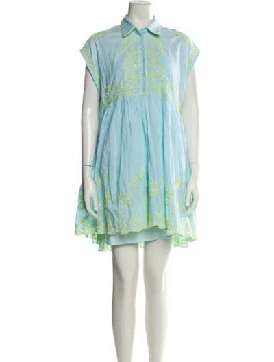 Pre-owned Juliet Dunn Printed Mini Dress In Blue