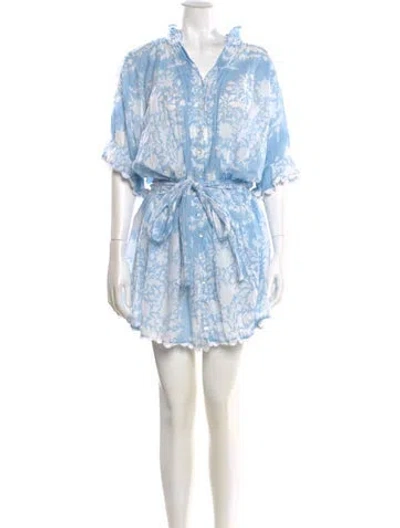 Pre-owned Juliet Dunn Printed Mini Dress In Blue