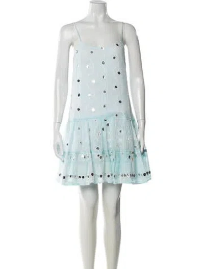 Pre-owned Juliet Dunn Printed Mini Dress In Blue