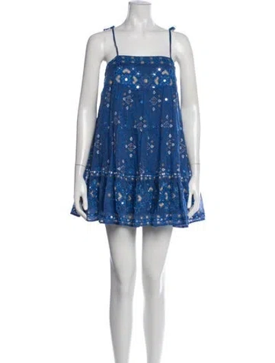 Pre-owned Juliet Dunn Printed Mini Dress In Blue