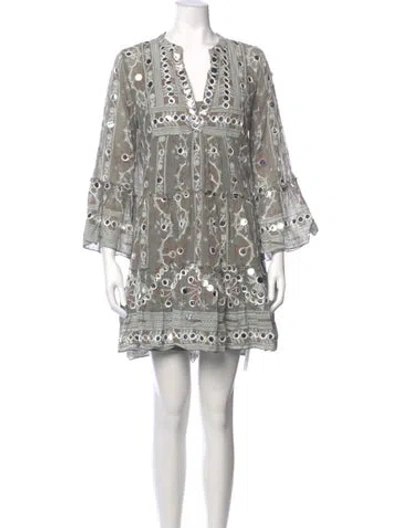 Pre-owned Juliet Dunn Printed Mini Dress In Gray