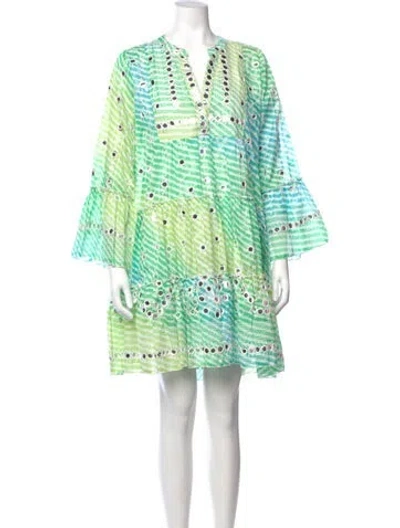 Pre-owned Juliet Dunn Printed Mini Dress In Green