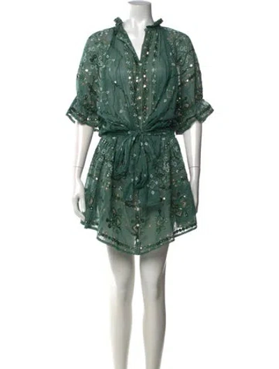 Pre-owned Juliet Dunn Printed Mini Dress In Green