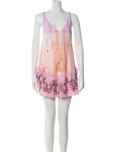 Pre-owned Juliet Dunn Printed Mini Dress In Pink