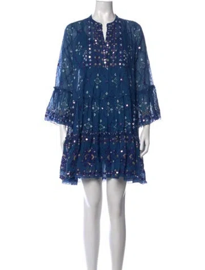 Pre-owned Juliet Dunn Printed Mini Dress W/ Tags In Blue