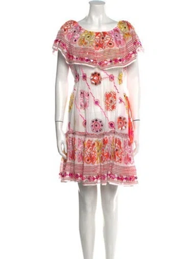 Pre-owned Juliet Dunn Printed Mini Dress In White