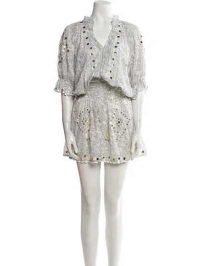 Pre-owned Juliet Dunn Printed Mini Dress In White