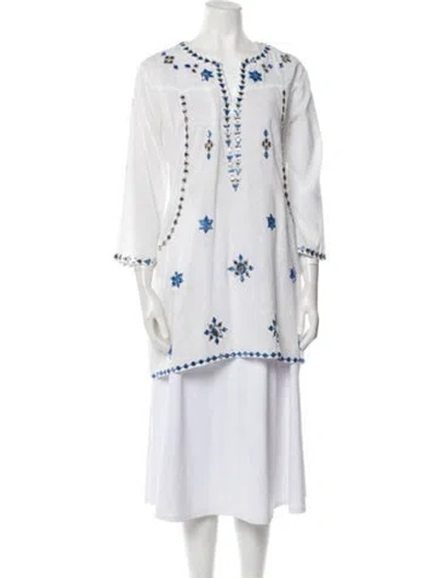 Pre-owned Juliet Dunn Printed Mini Dress In White