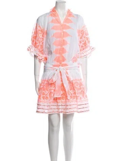 Pre-owned Juliet Dunn Printed Mini Dress In White