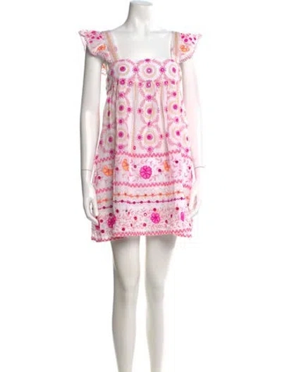 Pre-owned Juliet Dunn Printed Mini Dress In White
