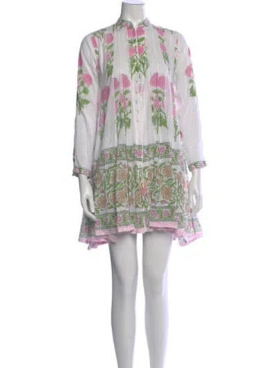 Pre-owned Juliet Dunn Printed Mini Dress In White