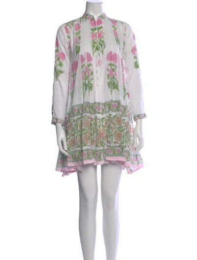 Pre-owned Juliet Dunn Printed Mini Dress In White