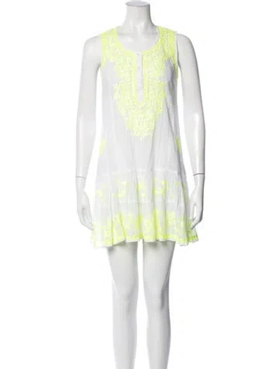 Pre-owned Juliet Dunn Printed Mini Dress In White
