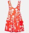 Juliet Dunn Printed Scalloped Cotton Minidress In Red